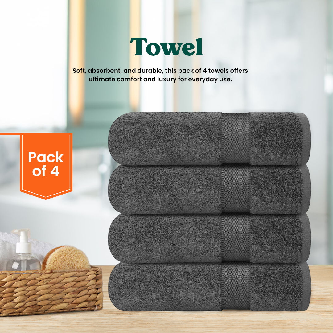 Grey Bath Towel- FlyingCart.pk