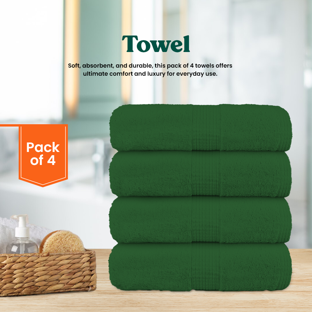 Hunter Green Bath Towel- FlyingCart.pk