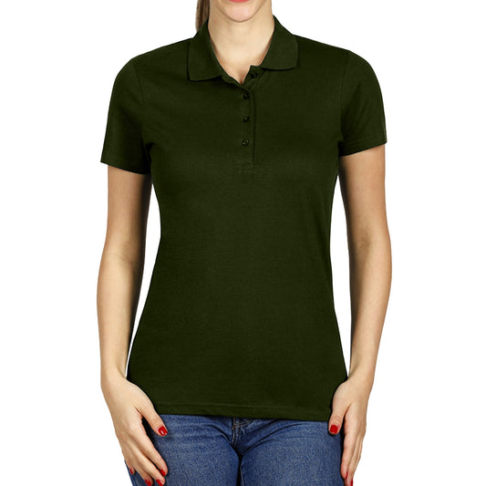 Olive Green Classy Soft Polo Shirts for Women - FlyingCart.pk