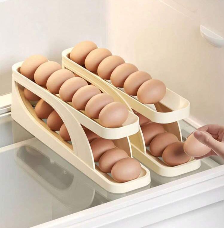 2-Tier Automatic Rolling Egg Holder for Fridge-FlyingCart.pk