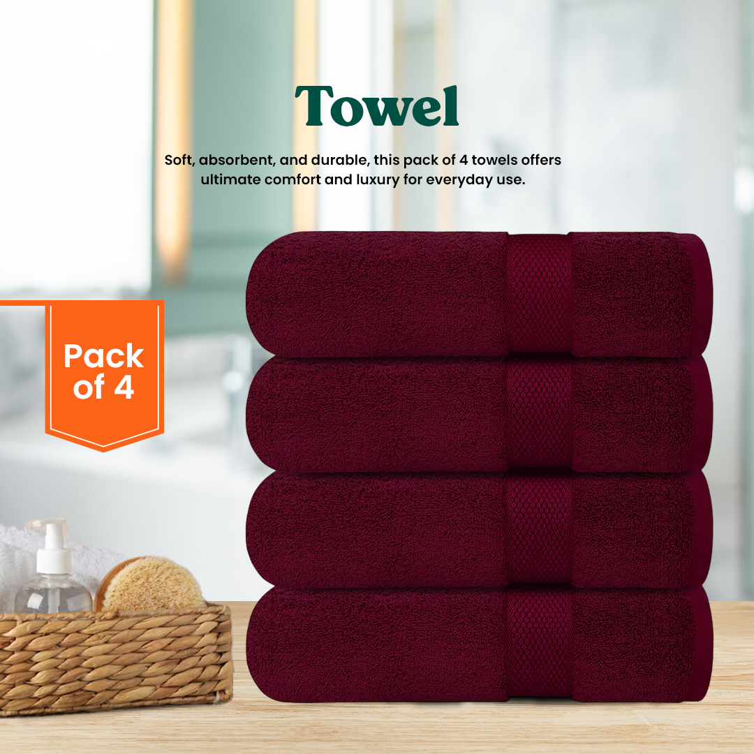 Maroon Bath Towel- FlyingCart.pk