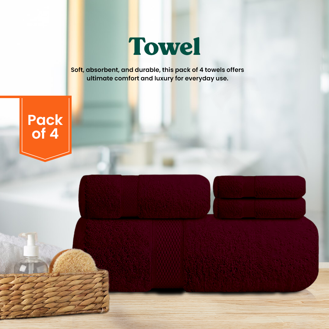 Maroon Towel Set- FlyingCart.pk