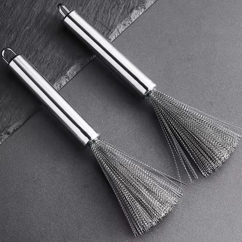 Anti-Rust Stainless Steel Pot Cleaning Brush with Long Handle-FlyingCart.pk