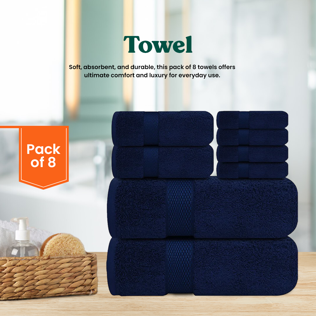 Navy Blue Towel Set- FlyingCart.pk