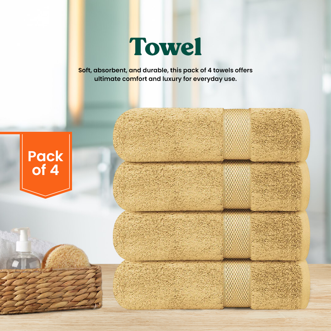 Beige Bath Towel - FlyingCart.pk