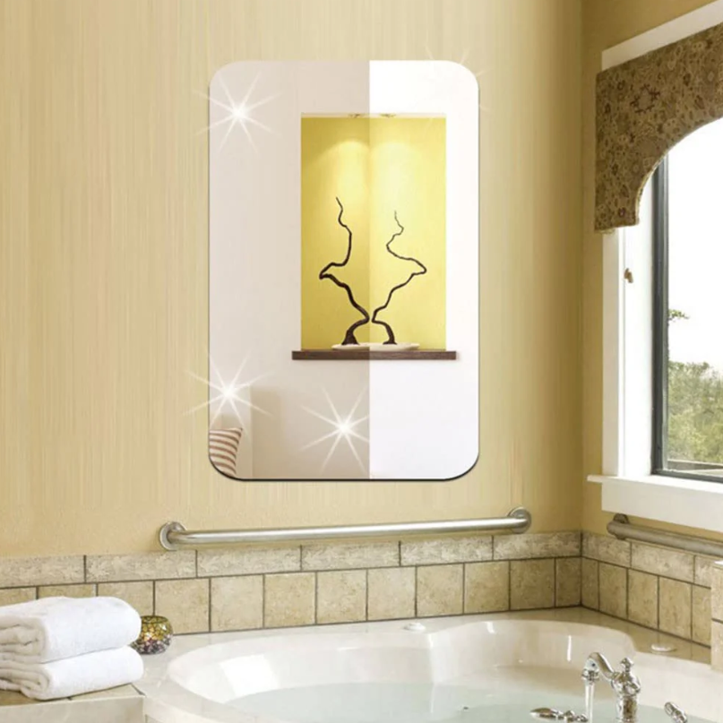 Rectangular Mirror Wall Sticker-FlyingCart.pk