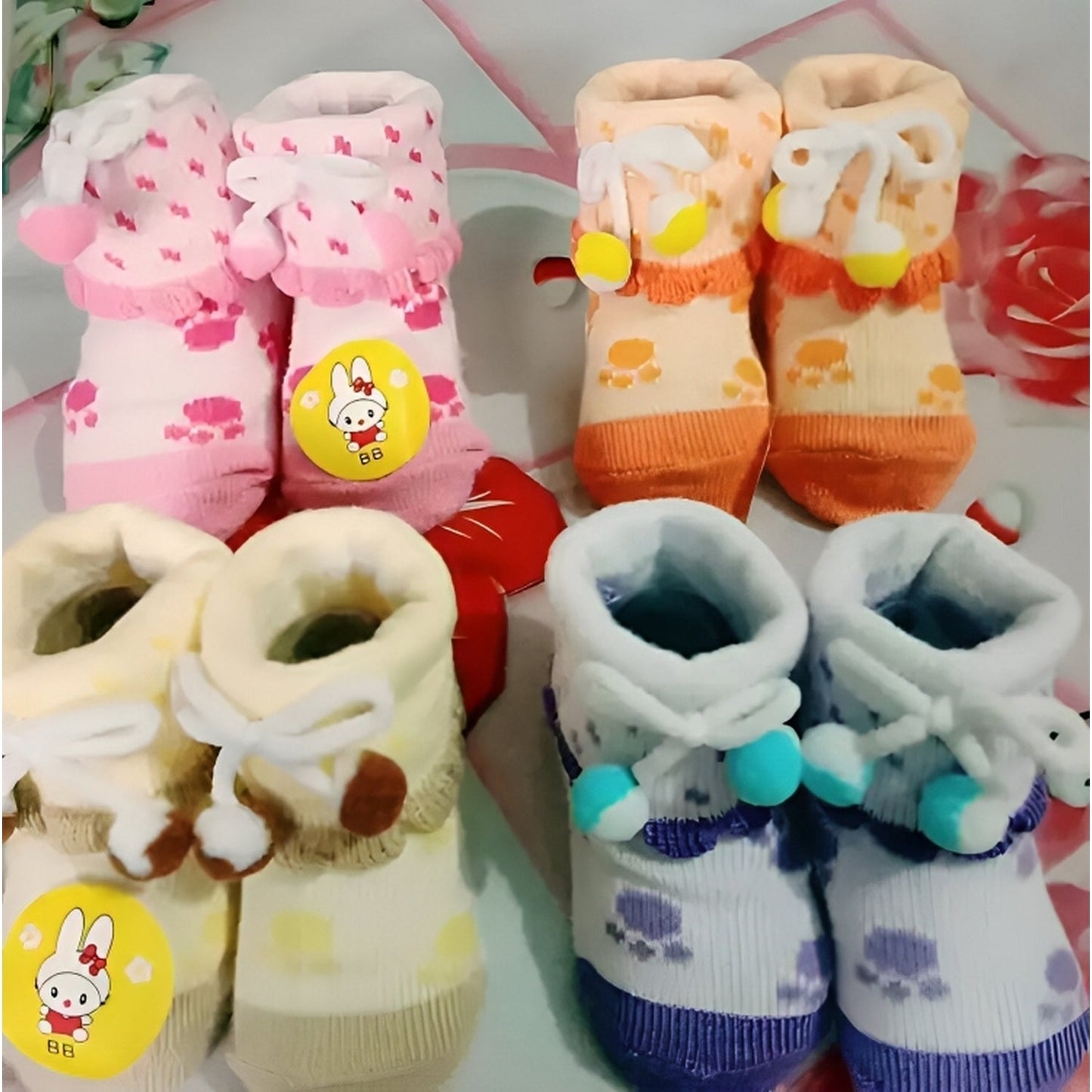 Cute Baby Socks Soft And Warm Shoes Fur Wool For Newborn - FlyingCart.pk