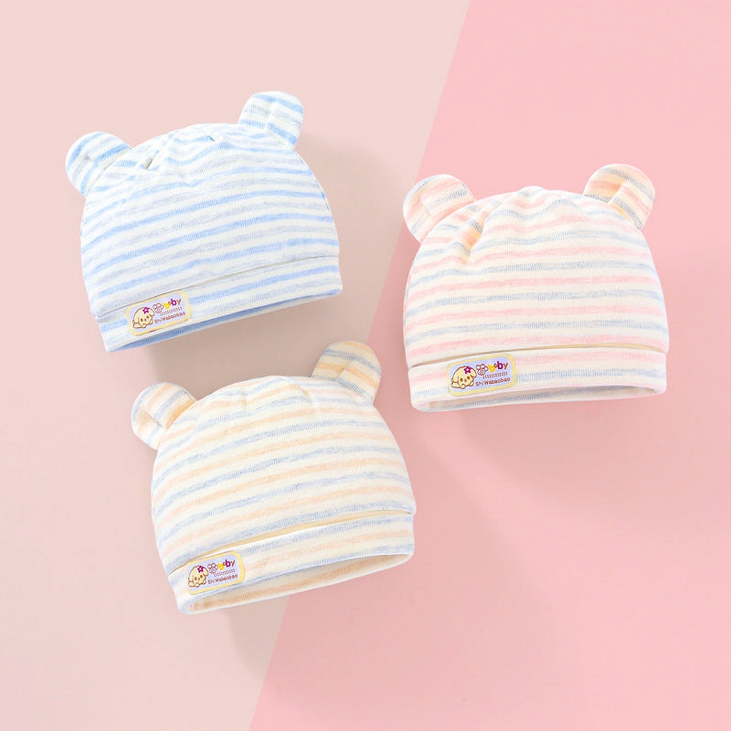 Soft Beanie Hat Newborn Baby Cartoon Printed (Pack of 3) - FlyingCart.pk