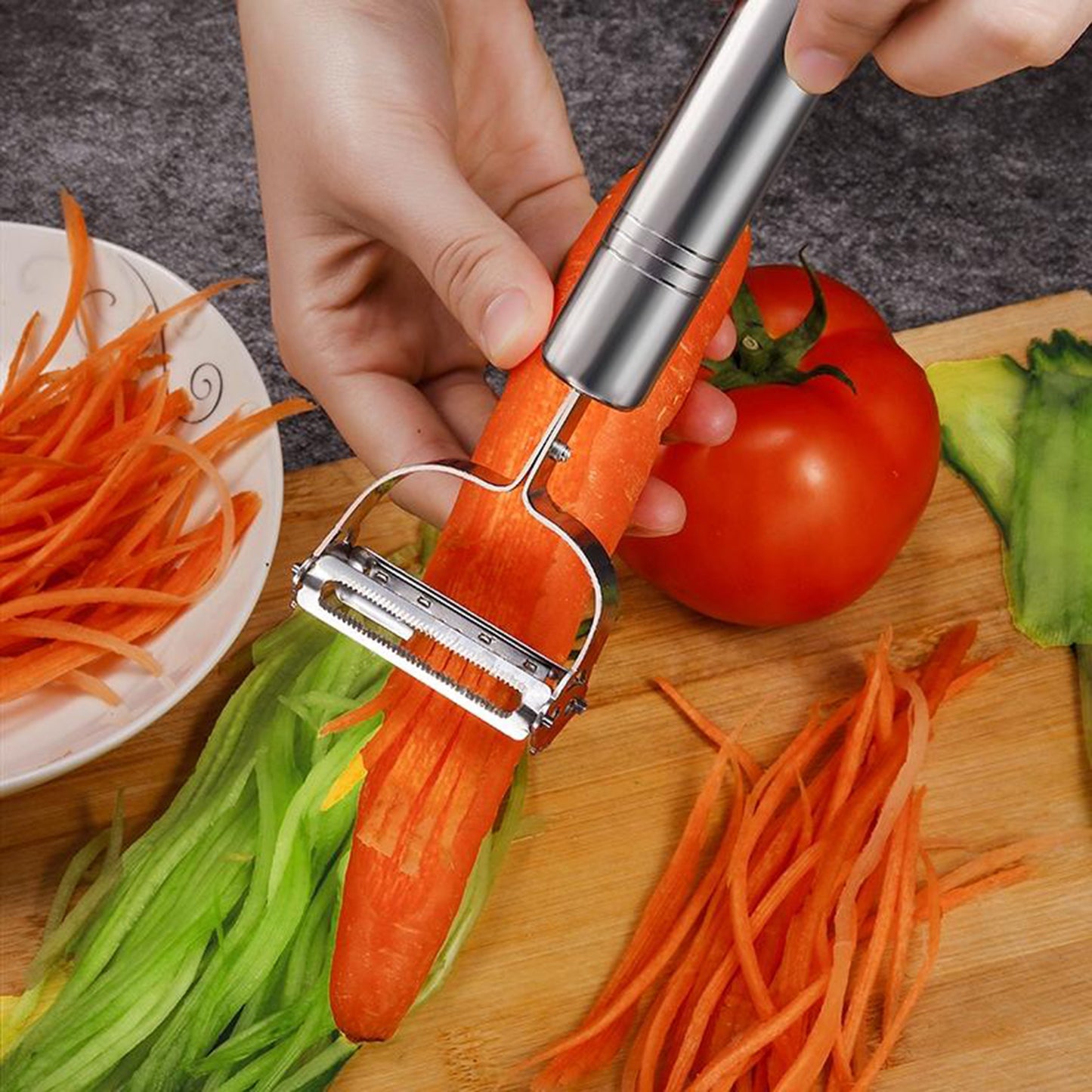 Stainless Steel Vegetable Peeler With Double Planning Grater Multifunction - FlyingCart.pk