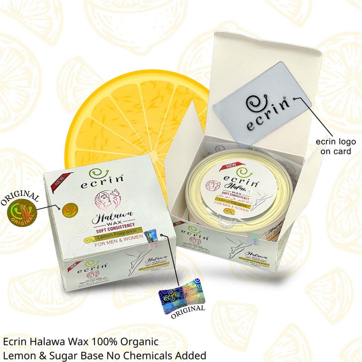 Ecrin 100% Organic Luminous Smooth Skin Lemon Fragrance Halawa Wax - FlyingCart.pk