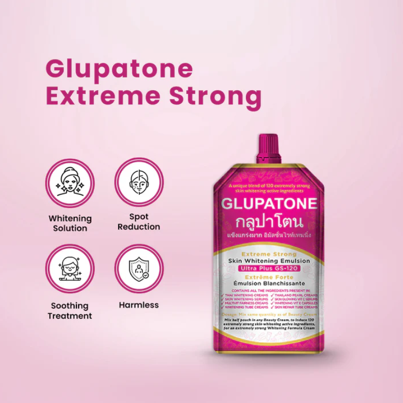 GLUPATONE Extreme Strong Whitening Emulsion Ultra Plus GS-120 For Face & Body 50ml (Pack Of 2) - FlyingCart.pk