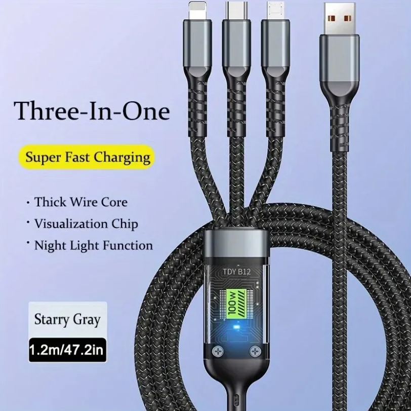 3-in-1  Charging Cable 100W-FlyingCart.pk