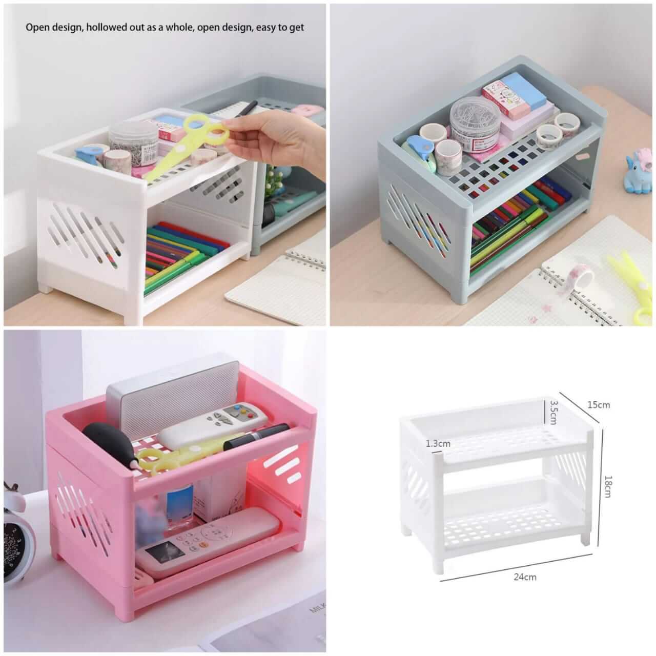 2-Tier Plastic Desk Organizer -FlyingCart.pk