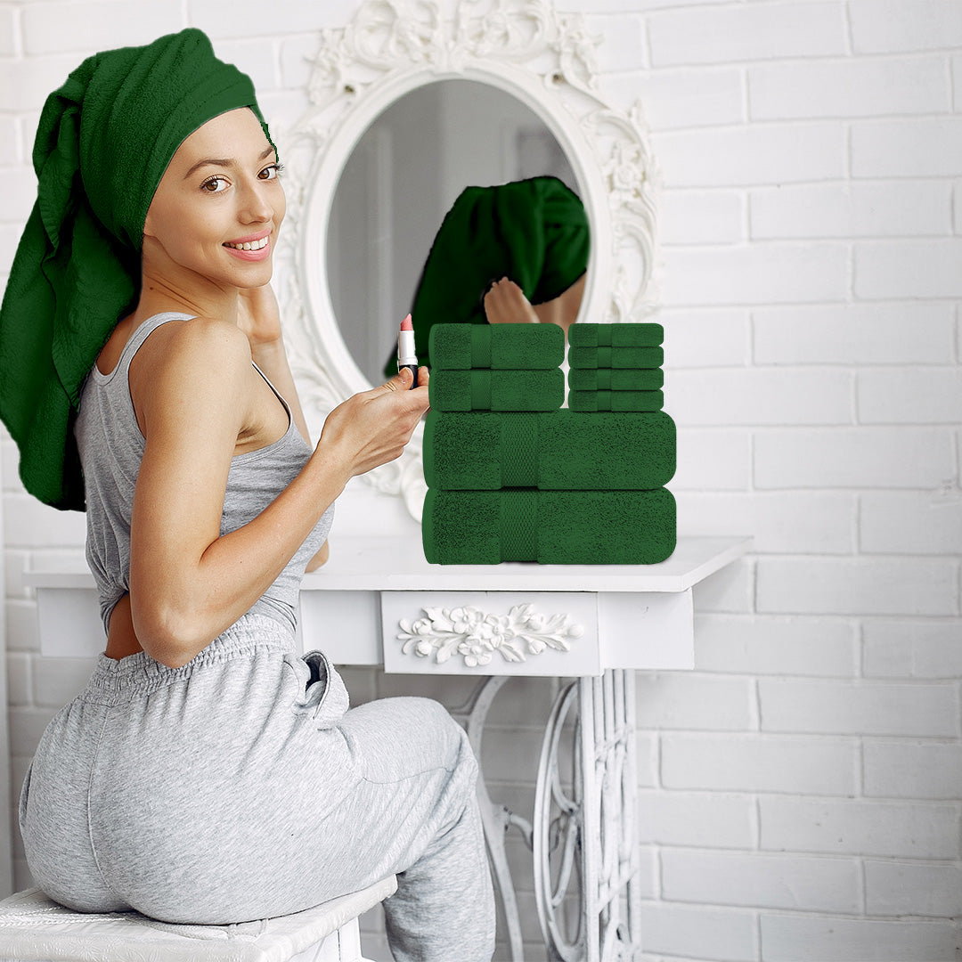 Hunter Green Towel Set- FlyingCart.pk