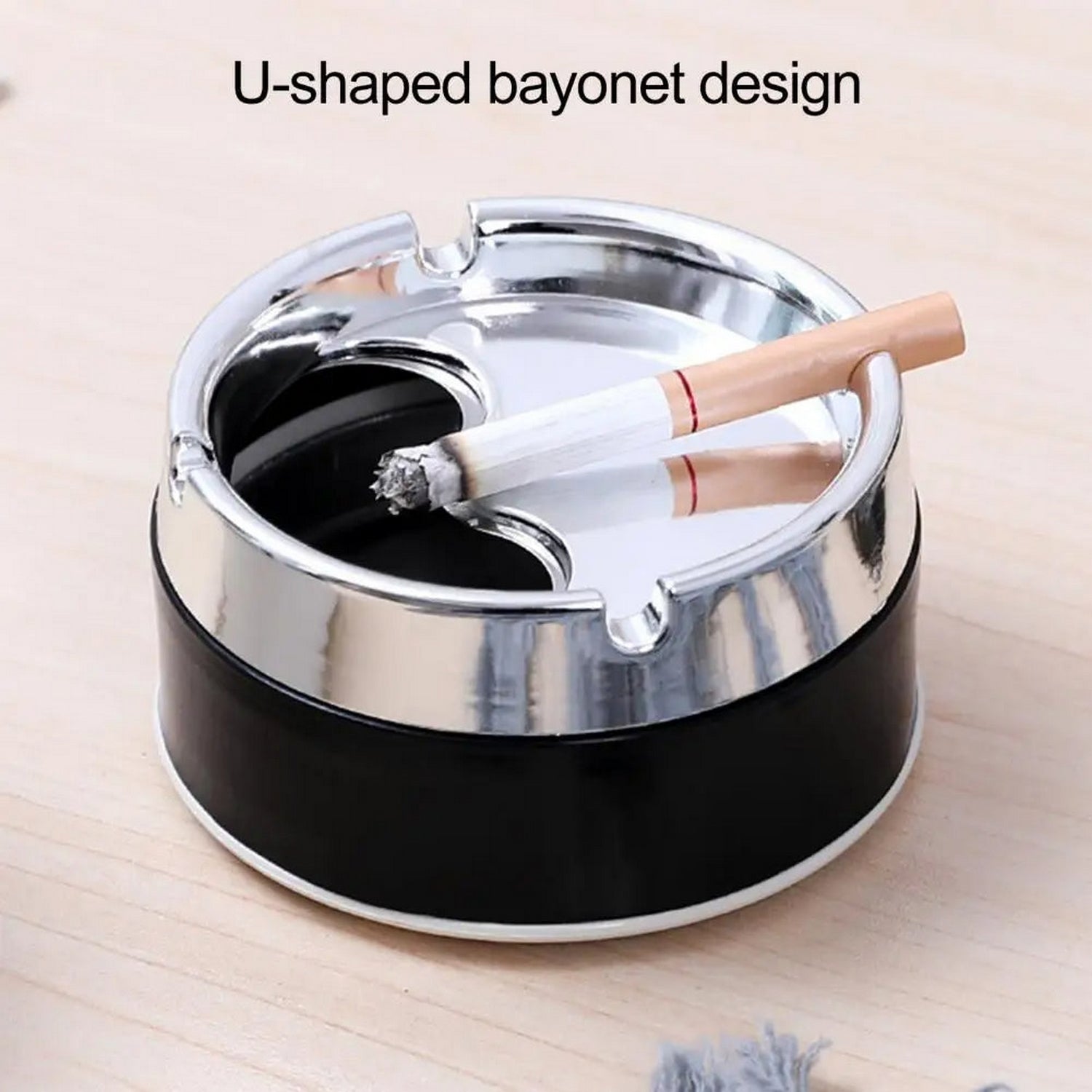 Unbreakable Ashtray With Stainless Steel Lid Round Sealed Ashtray Windproof Outdoor - FlyingCart.pk