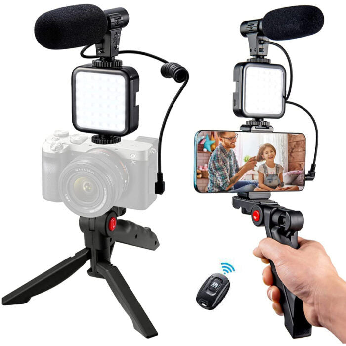 AY-49 Vlogging Kit with Tripod and Triple Band Light-FlyingCart.pk