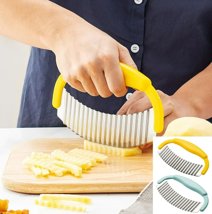 Crinkle Cut Knife, Multi-Functional Attractive Wavy Fries Cutter with Stainless Steel Blade-FlyingCart.pk