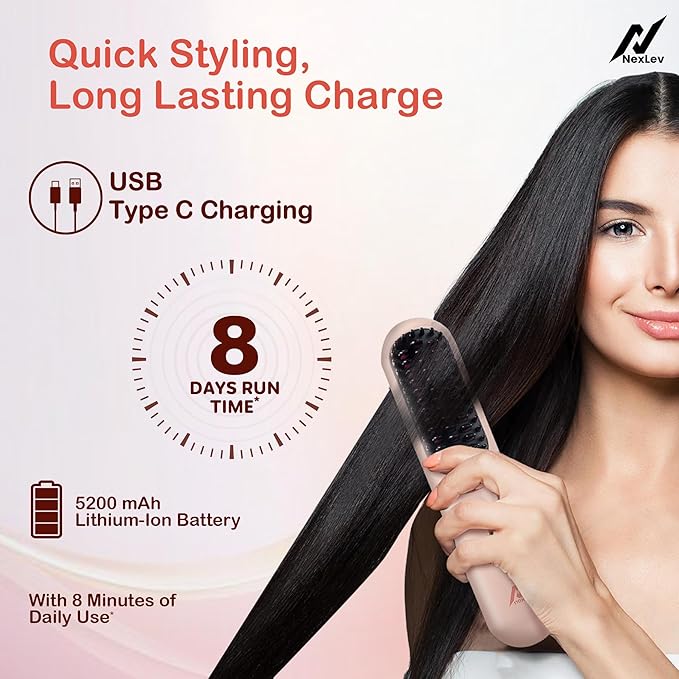 Rechargeable Wireless Hair Straightener Brush-FlyingCart.pk