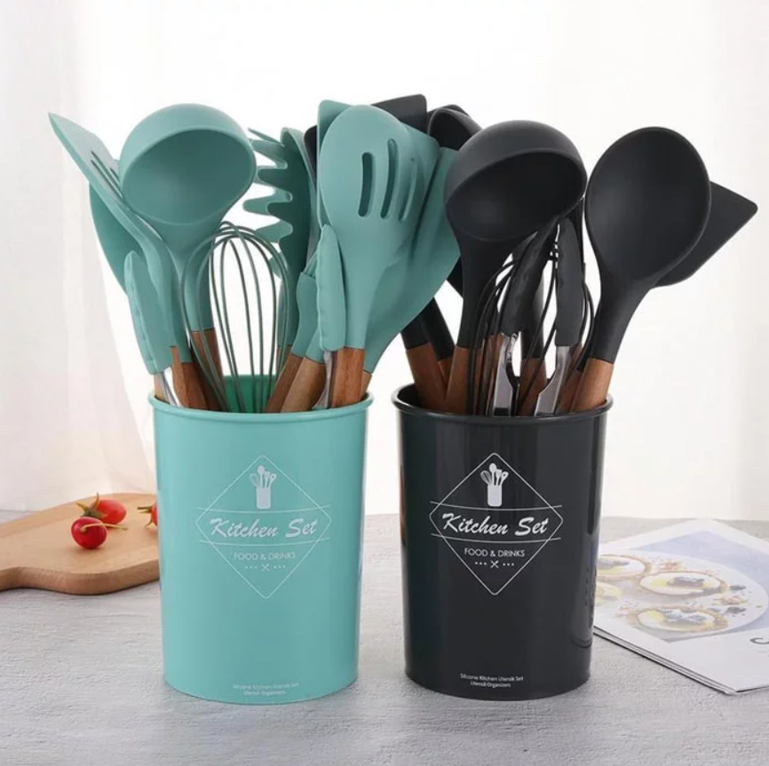 Silicone Cooking Spoon Set (12 Pieces)-FlyingCart.pk