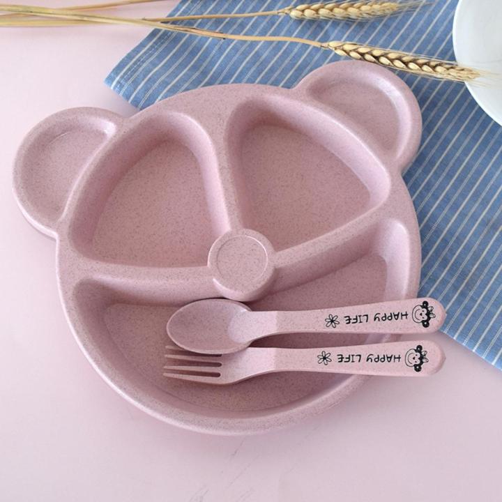 3Pcs Cartoon Bear Baby Plate Set - FlyingCart.pk