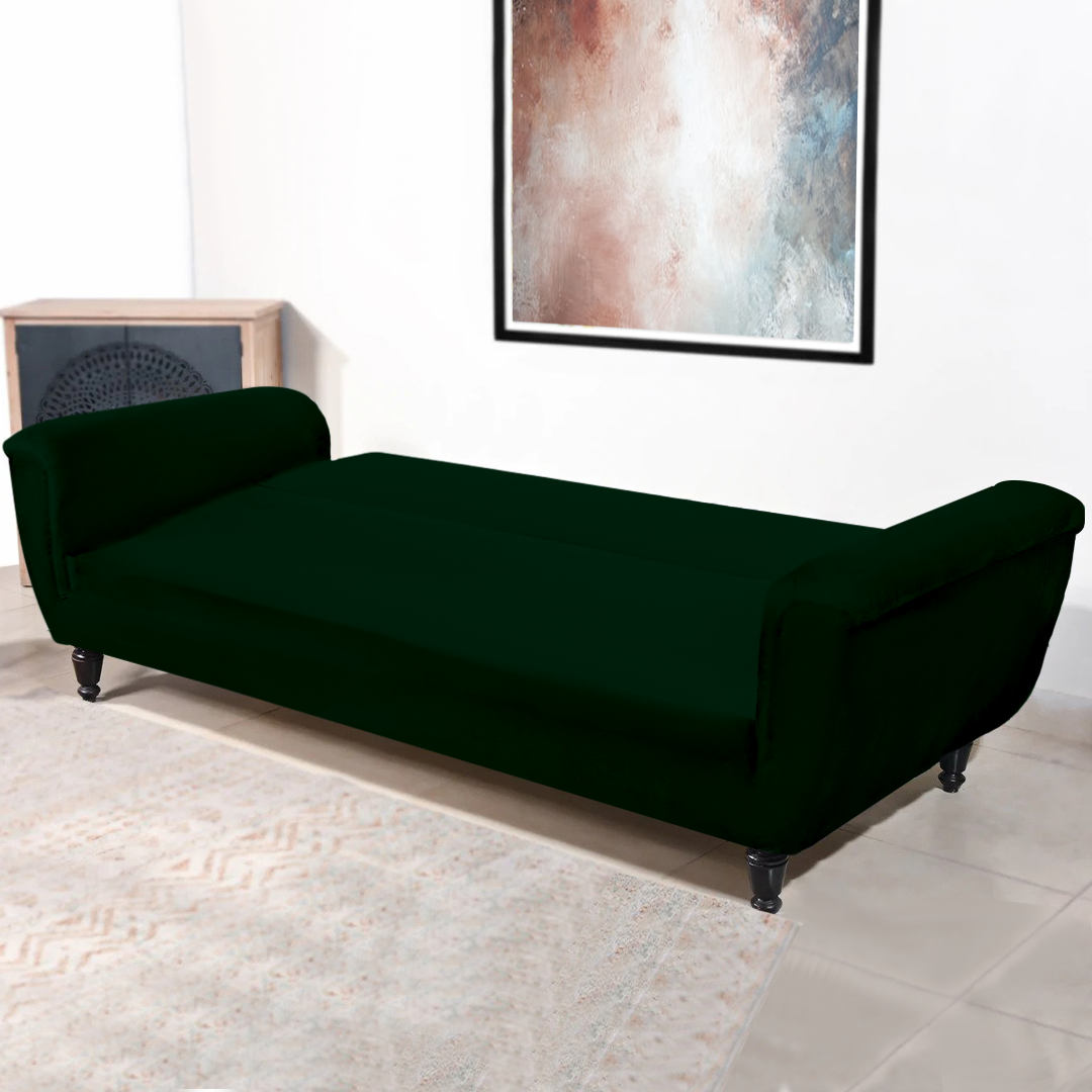Dark Green Sofa Cum Bed Cover - FlyingCart.pk