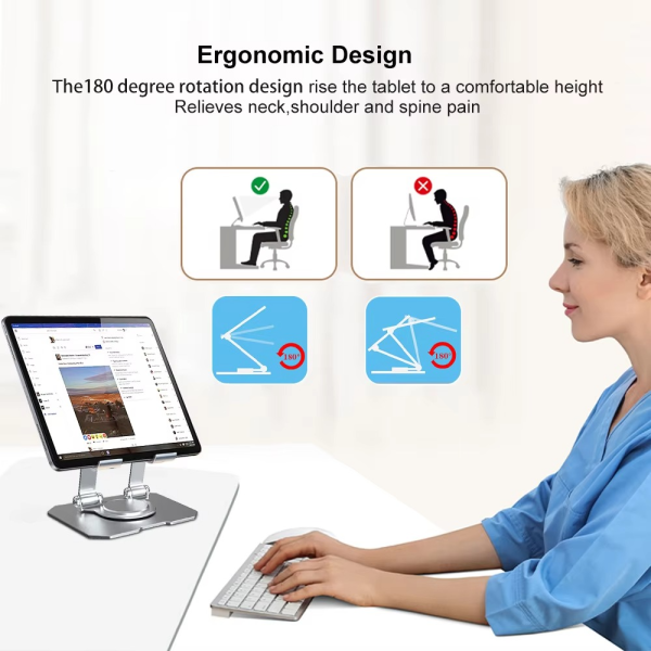 360° Rotating Metal Tablet & Mobile Stand - Flyingcart.pk
