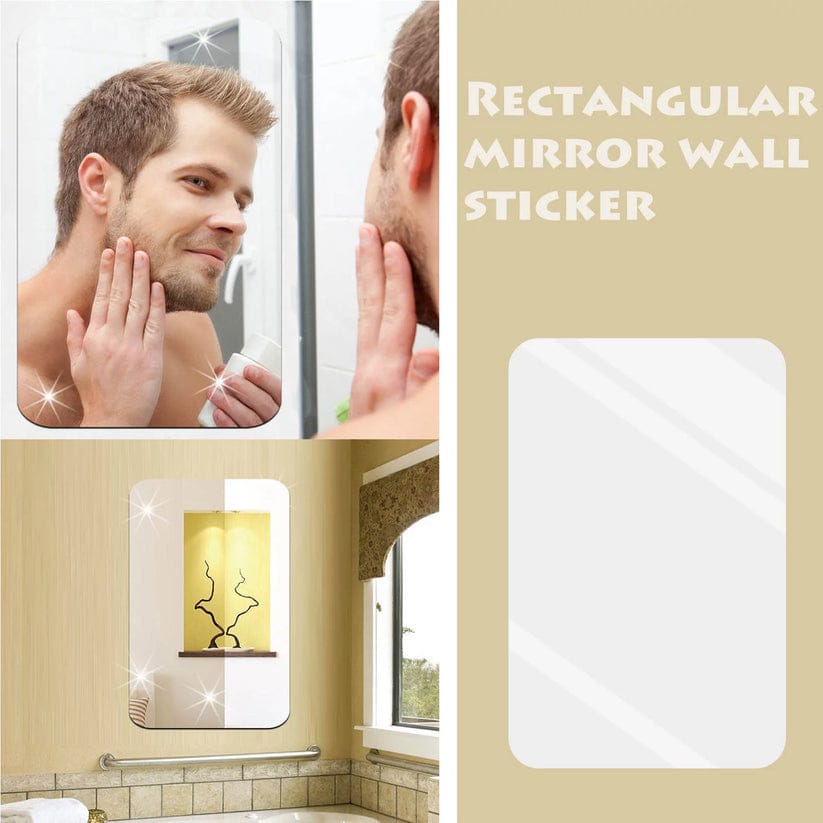 Rectangular Mirror Wall Sticker-FlyingCart.pk