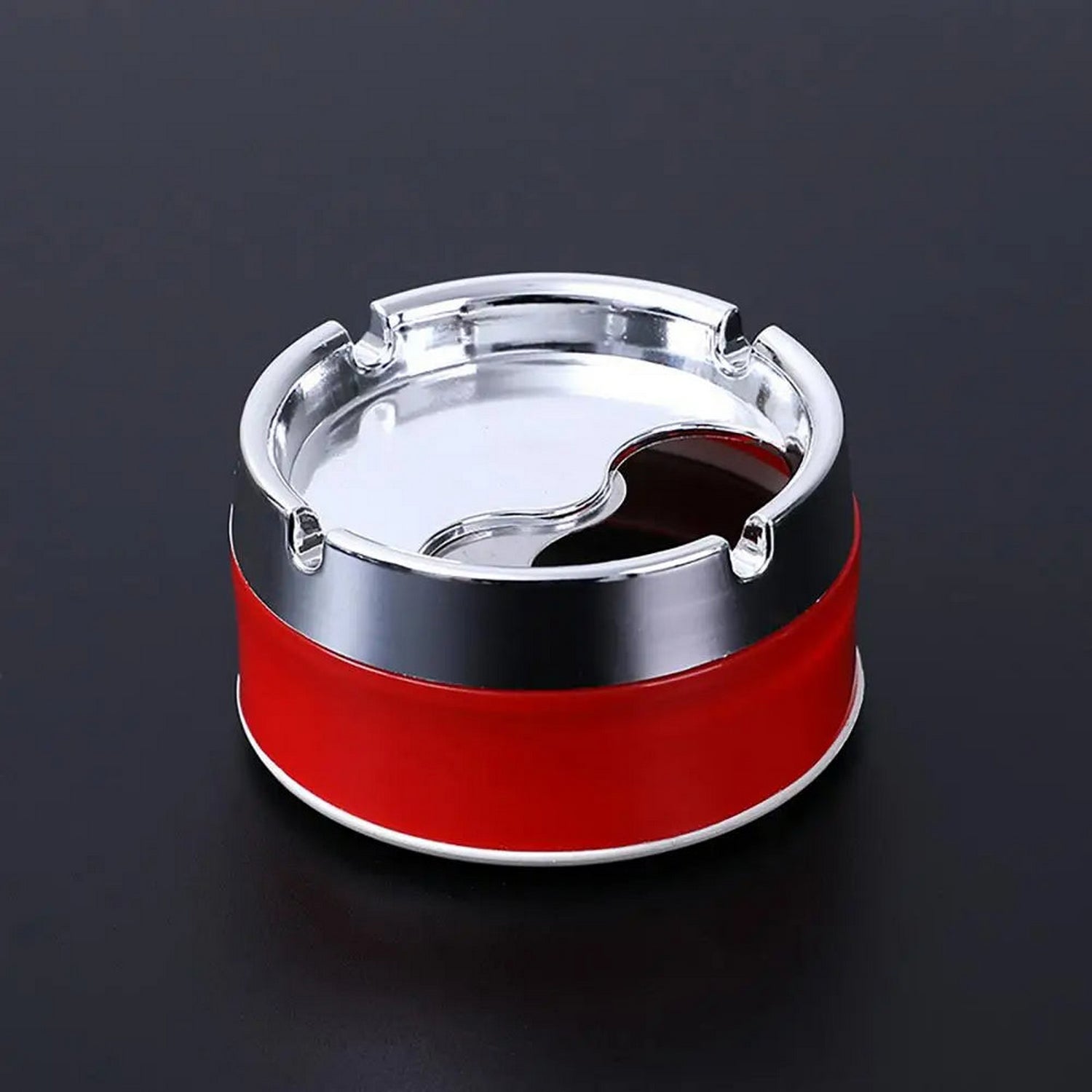 Unbreakable Ashtray With Stainless Steel Lid Round Sealed Ashtray Windproof Outdoor - FlyingCart.pk