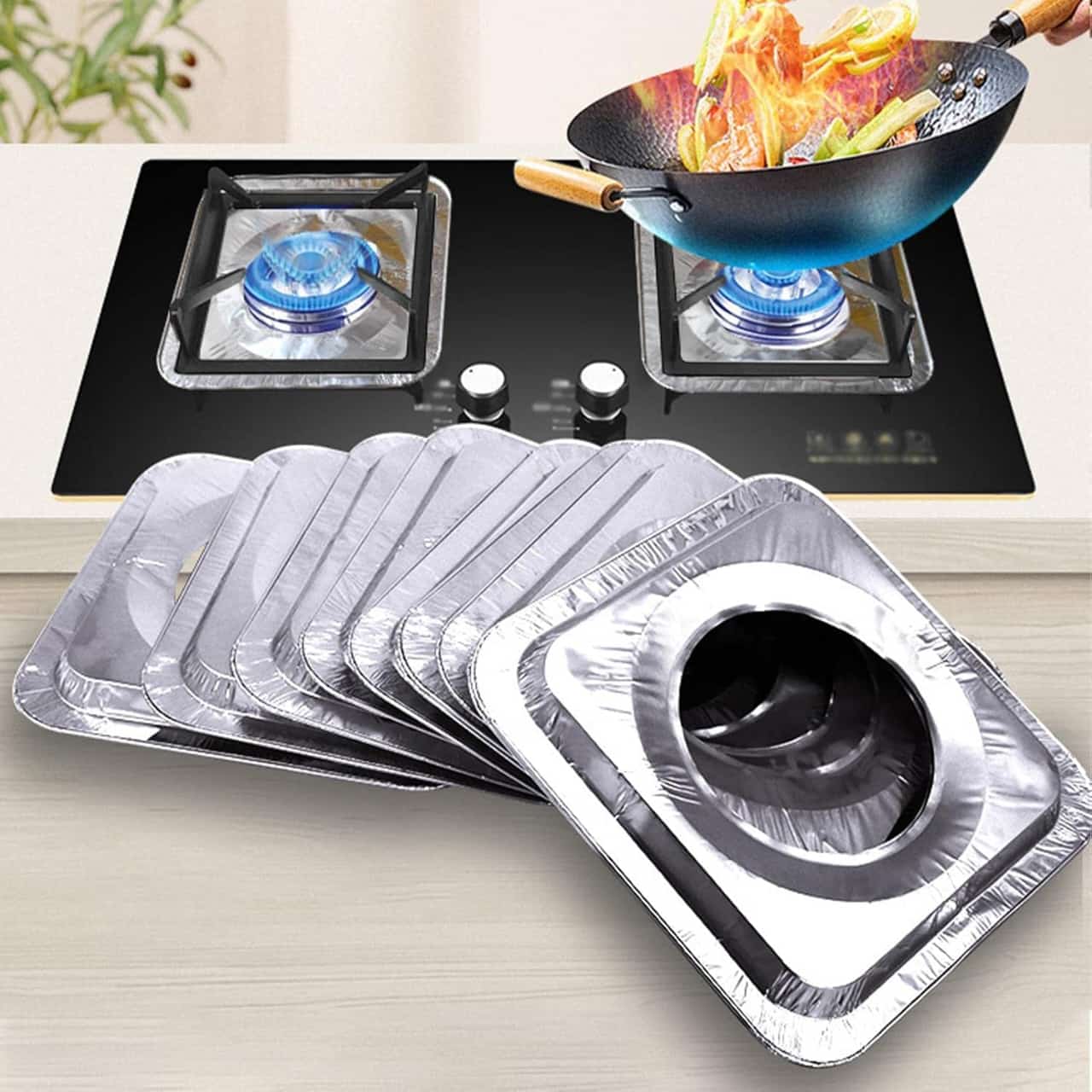 Disposable Aluminum Stove Burner Covers (10 Pieces)-FlyingCart.pk