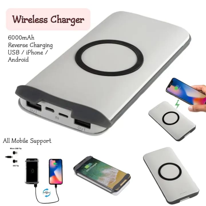 2 in 1 Portable Wireless Power bank 6000 MAh-FlyingCart.pk