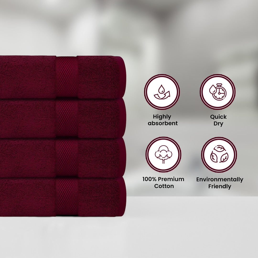 Maroon Bath Towel- FlyingCart.pk