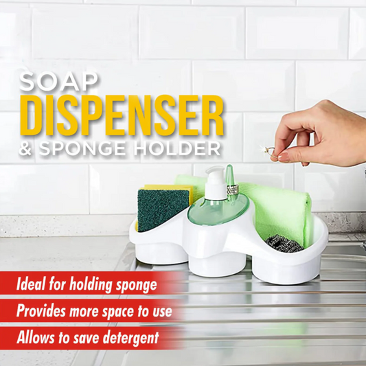 3-in-1 Soap Dispenser and Sponge Holder-FlyingCart.pk