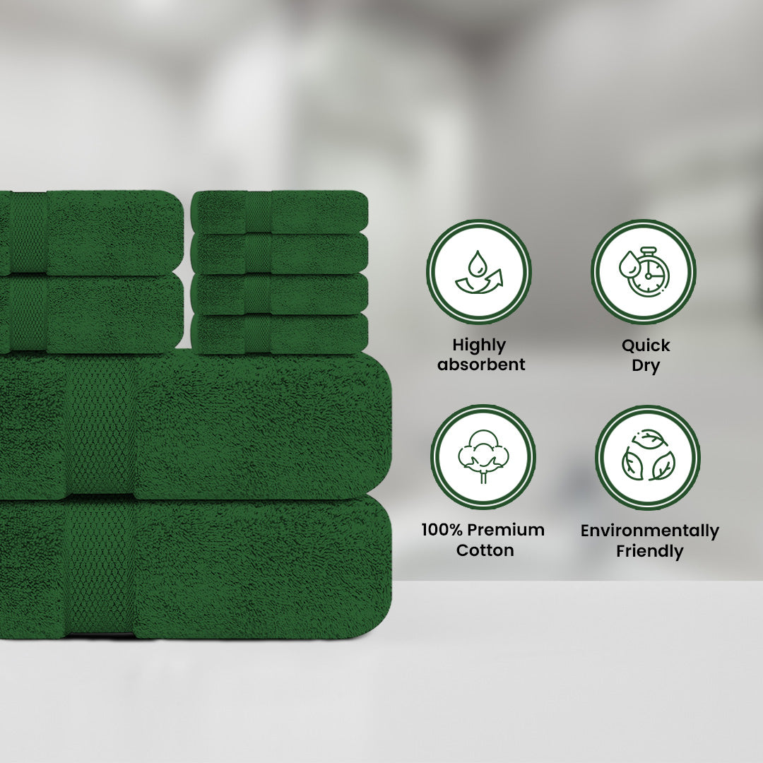 Hunter Green Towel Set- FlyingCart.pk