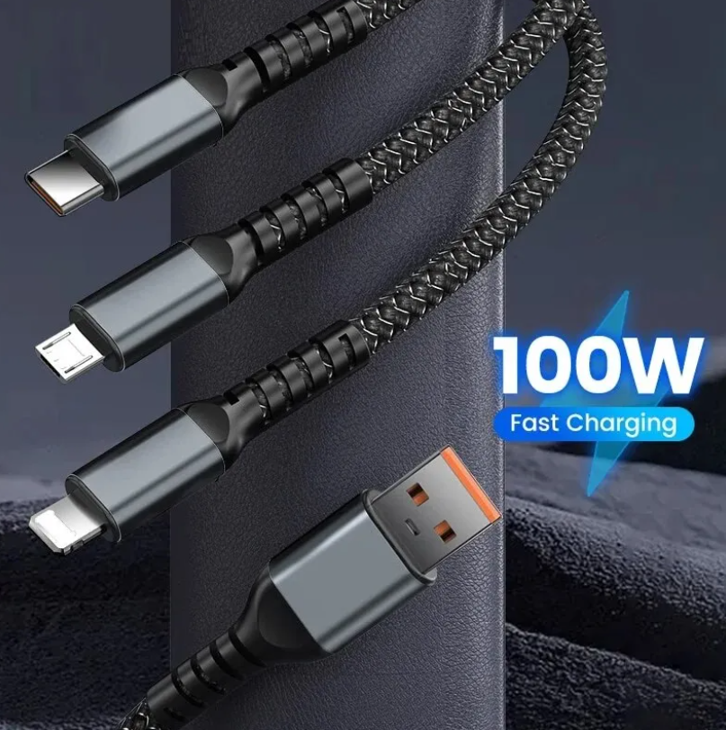 3-in-1  Charging Cable 100W-FlyingCart.pk