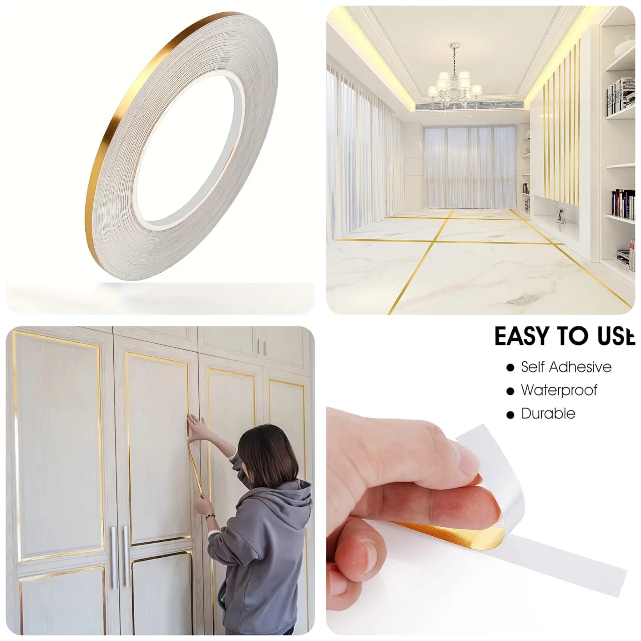 Golden Self-Adhesive Tile Tape -FlyingCart.pk