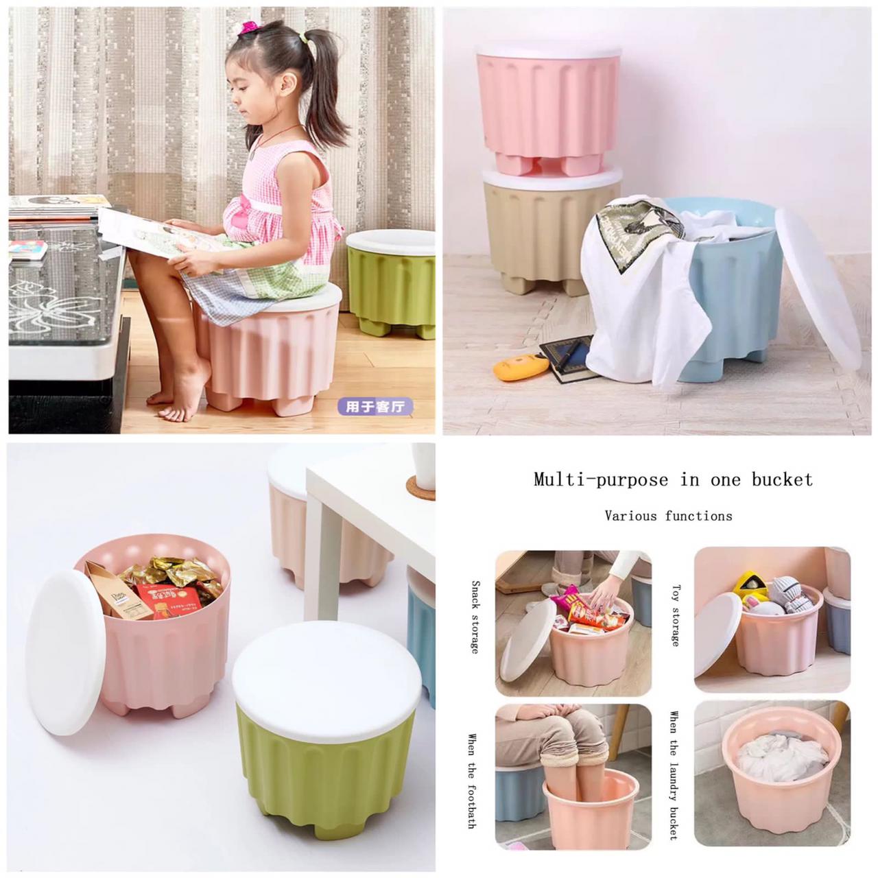 Drum-Shaped Storage Stool for Kids-FlyingCart.pk