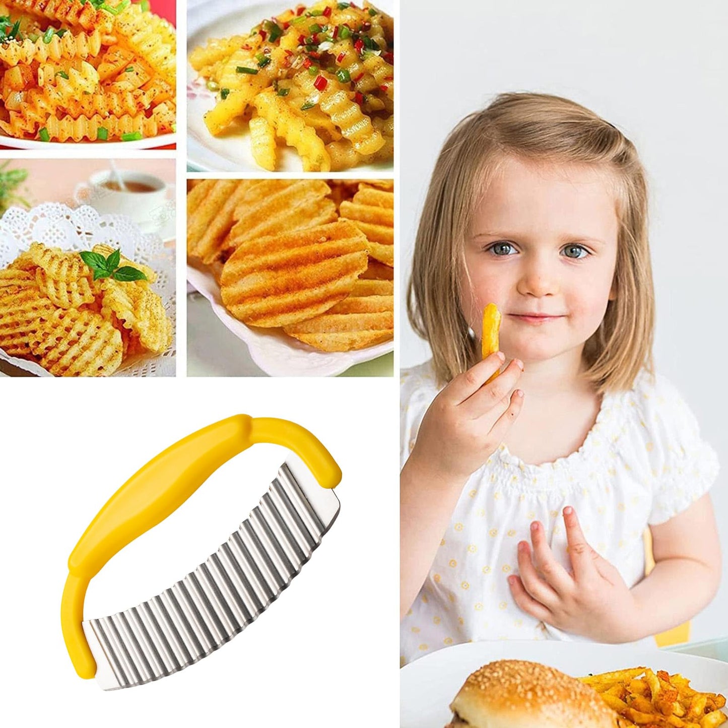 Crinkle Cut Knife, Multi-Functional Attractive Wavy Fries Cutter with Stainless Steel Blade-FlyingCart.pk