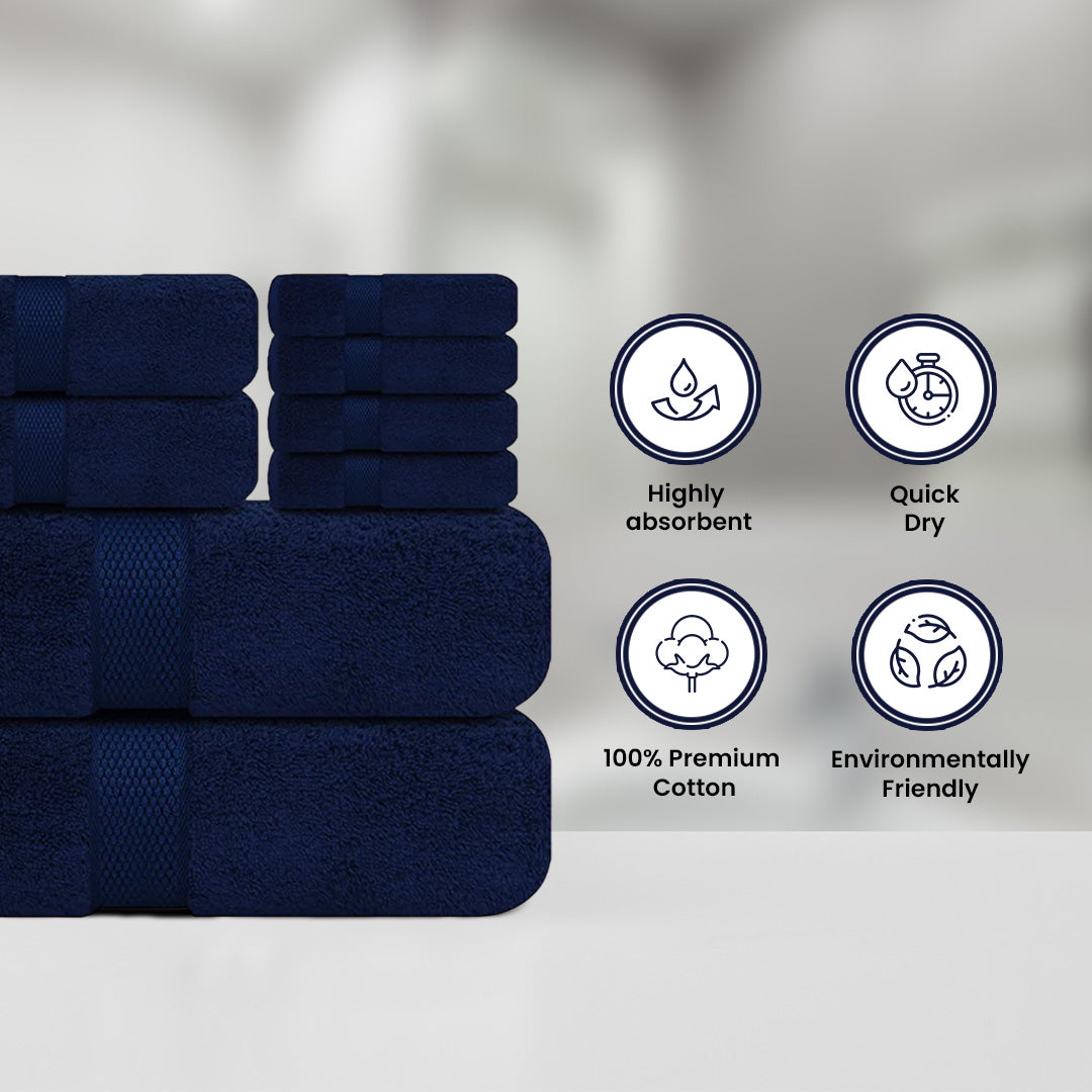 Navy Blue Towel Set- FlyingCart.pk