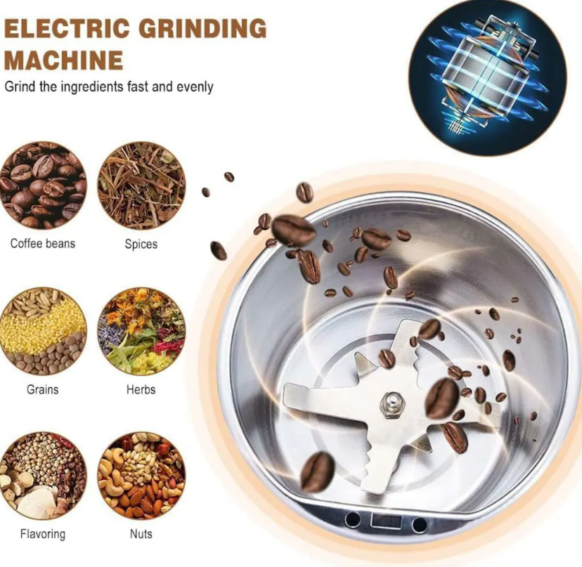 Multi-Functional Electric Stainless Steel Herbs Spices Nuts Grain Grinder-FlyingCart.pk