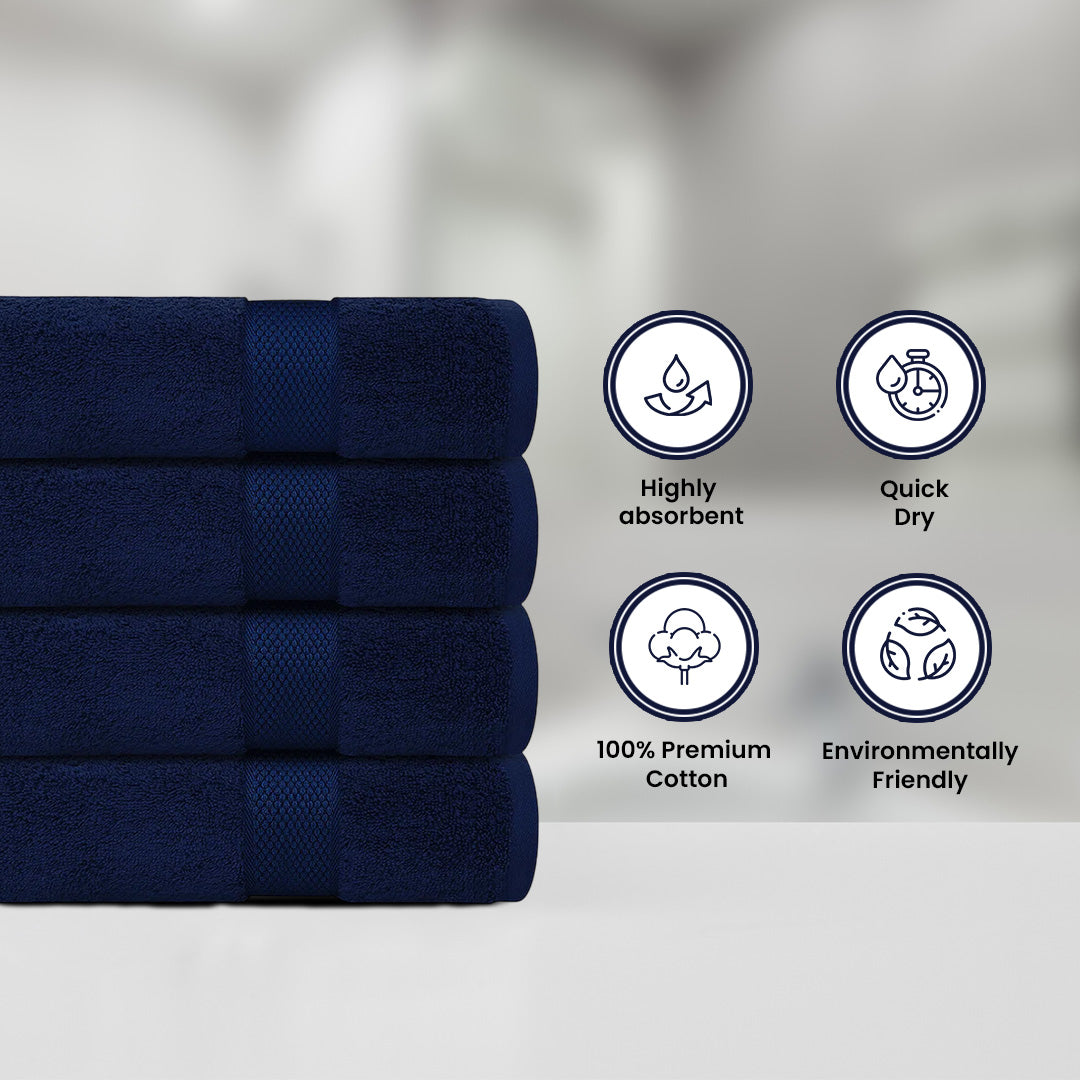 Navy Blue Bath Towel- FlyingCart.pk