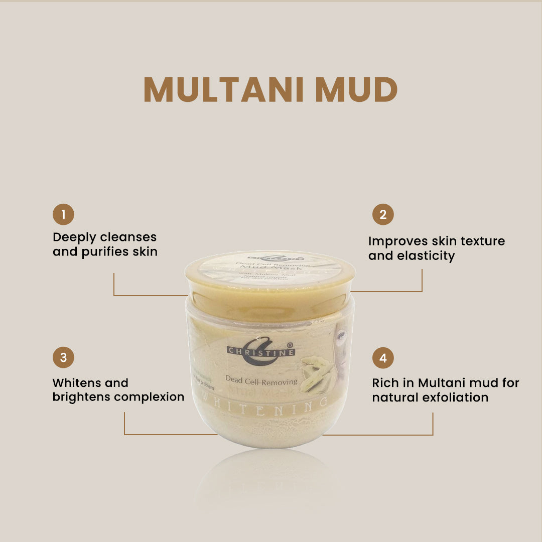 Christine Whitening Clay Mask Jar (Multani Mud) - FlyingCart.pk