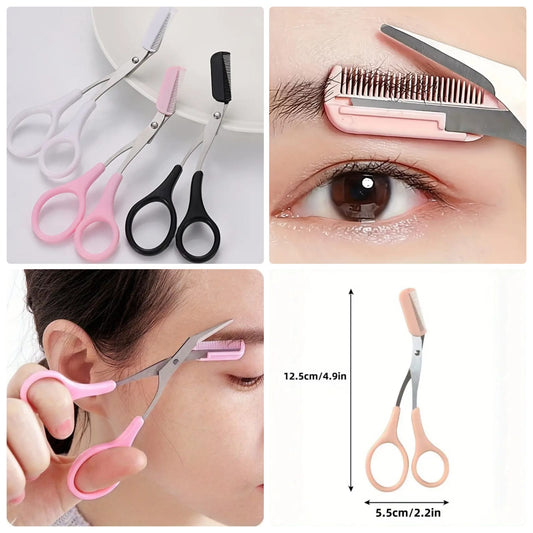 Stainless Steel Eyebrow Trimmer Scissor with Comb-FlyingCart.pk