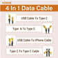4-in-1-data-cable-usb-c-lightning-connectors-braided-durable-design-fast-charging-data-transfer-black-with-yellow-connectors-1-flyingcart.pk