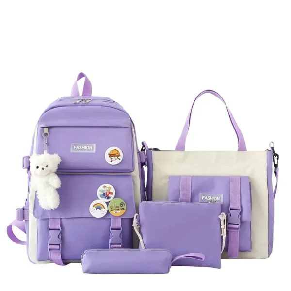 Canvas Cute School Bags for Girls 4Pcs/set