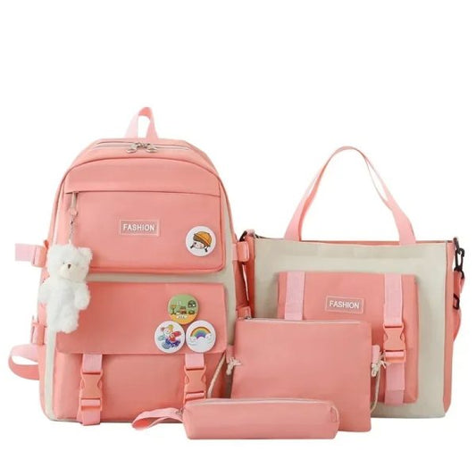 Canvas Cute School Bags for Girls 4Pcs/set