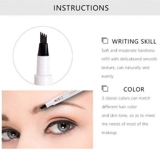4 Tip Waterproof Eyebrow Pen – Smudge-Proof Tattoo Tint Pencil for Natural 3D Brows