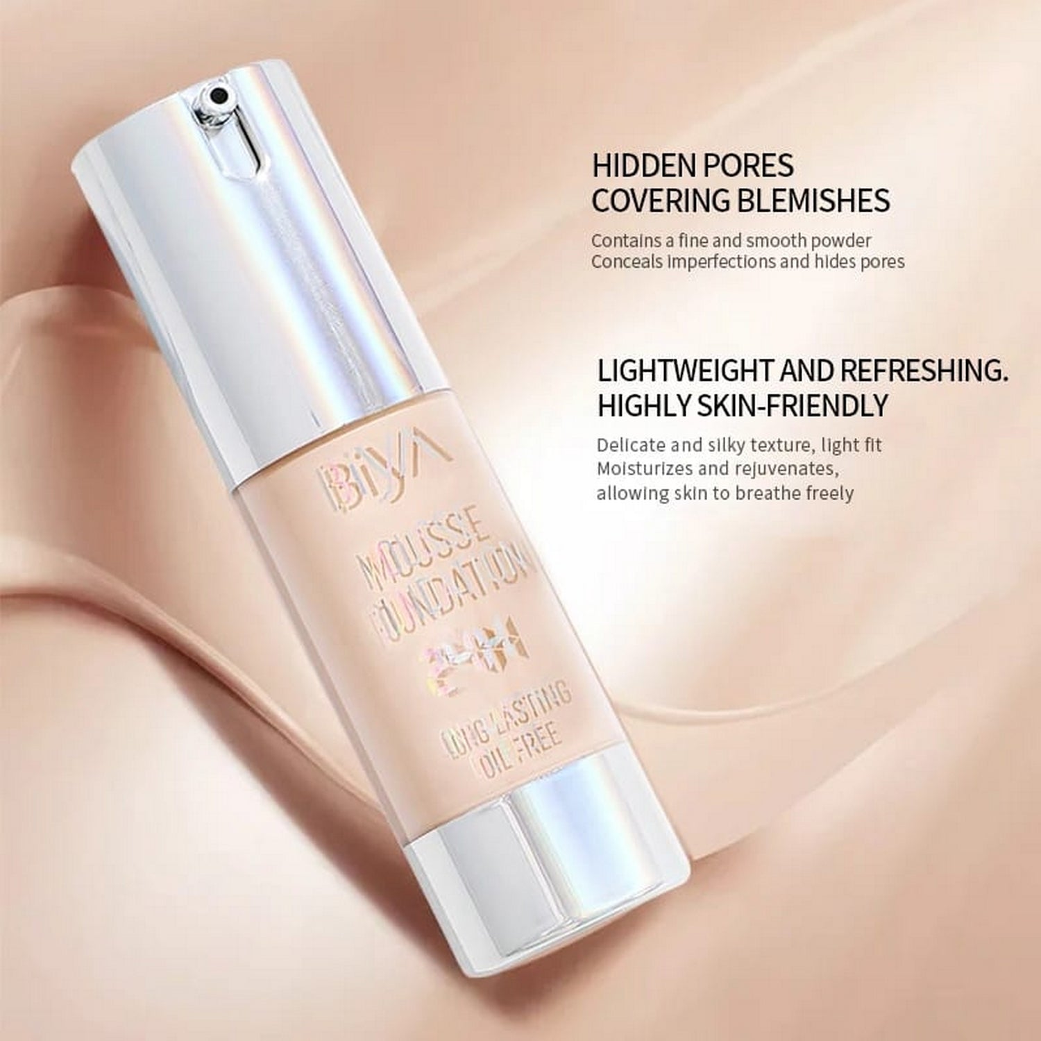 Biya Long Lasting Oil Control Mousse Foundation 20ml - FlyingCart.pk