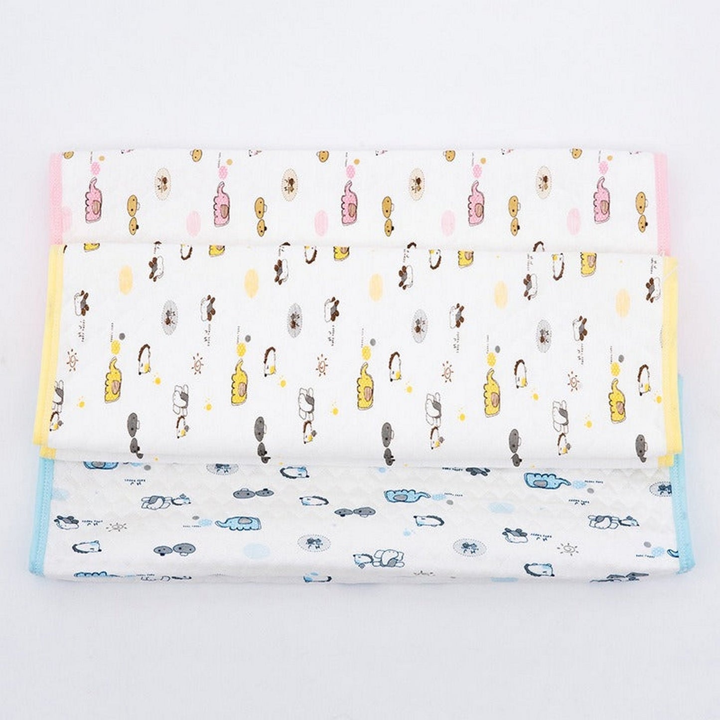 Cute Printed Soft Baby Face Towel Handkerchiefs Two Layers Wipe Towel (Pack Of 3) - FlyingCart.pk