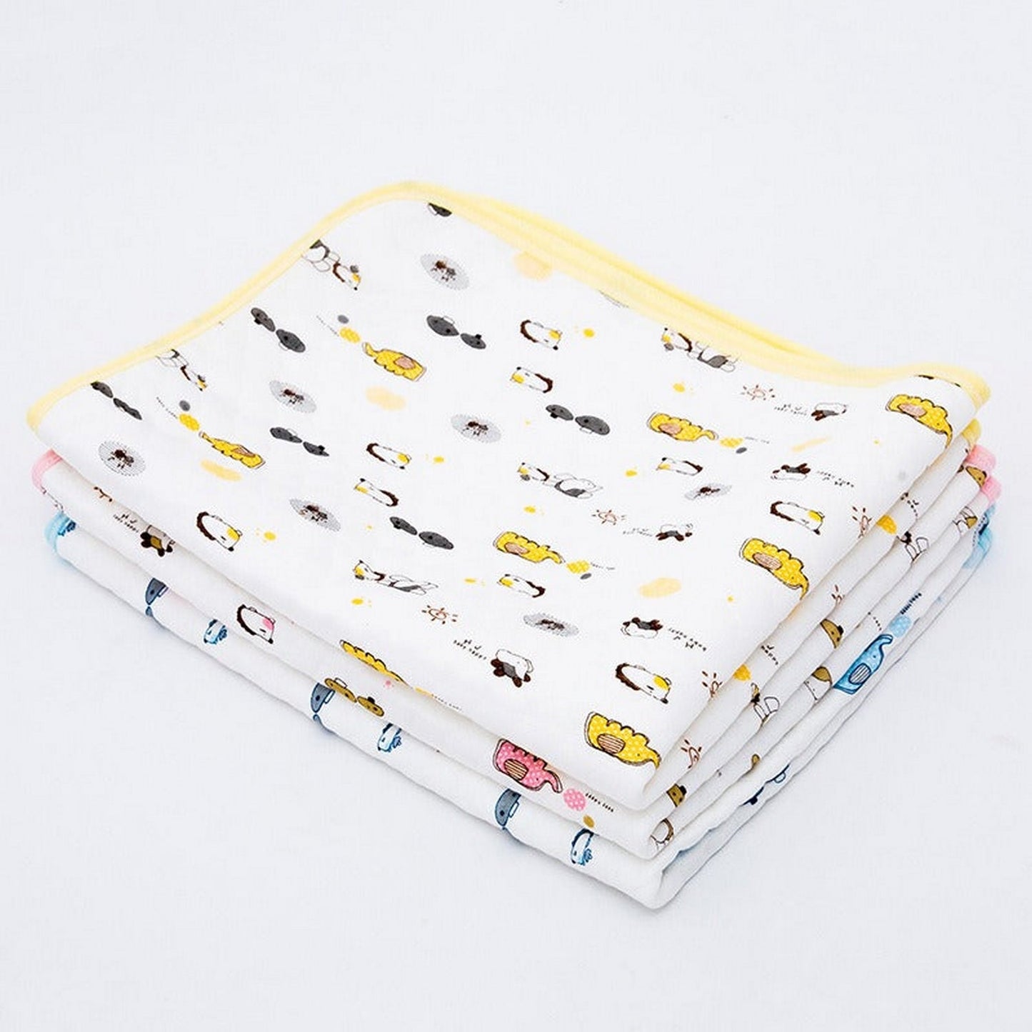 Cute Printed Soft Baby Face Towel Handkerchiefs Two Layers Wipe Towel (Pack Of 3) - FlyingCart.pk