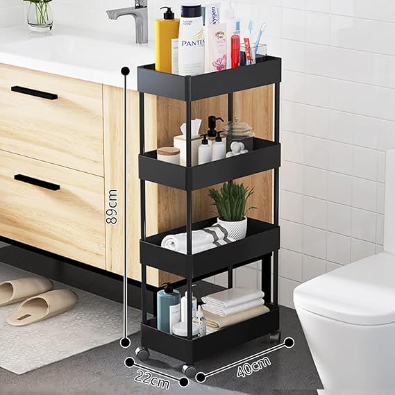 4 Tier Slim Storage Cart, Bathroom Storage Organizer